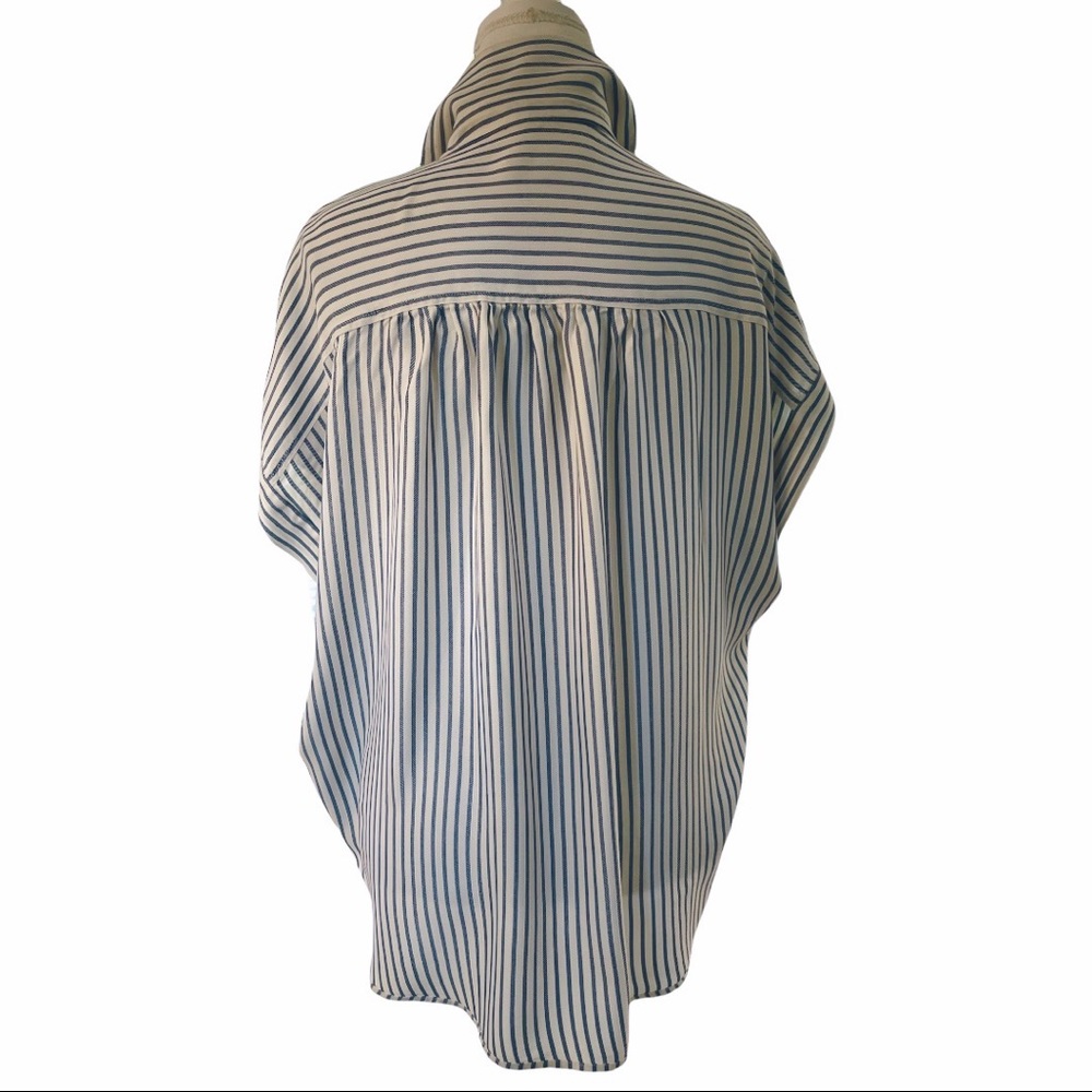 SOLD-Madewell Central Shirt in Navy/cream Ballard Stripe - Picture 8 of 11